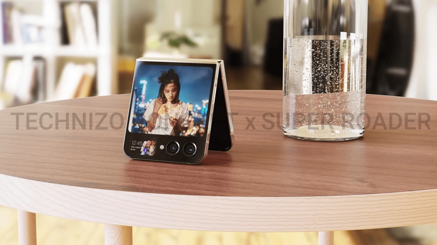 三星折叠屏手机最新款2023:三星 Galaxy Z Flip 5 折叠屏手机渲染图曝光：或采用双副屏设计-第4张图片-太平洋在线下载